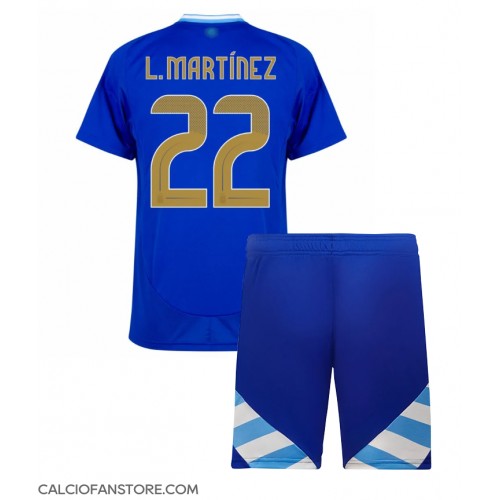 Maglia Calcio Argentina Lautaro Martinez #22 Seconda Divisa Bambino Copa America 2024 Manica Corta (+ pantaloncini)